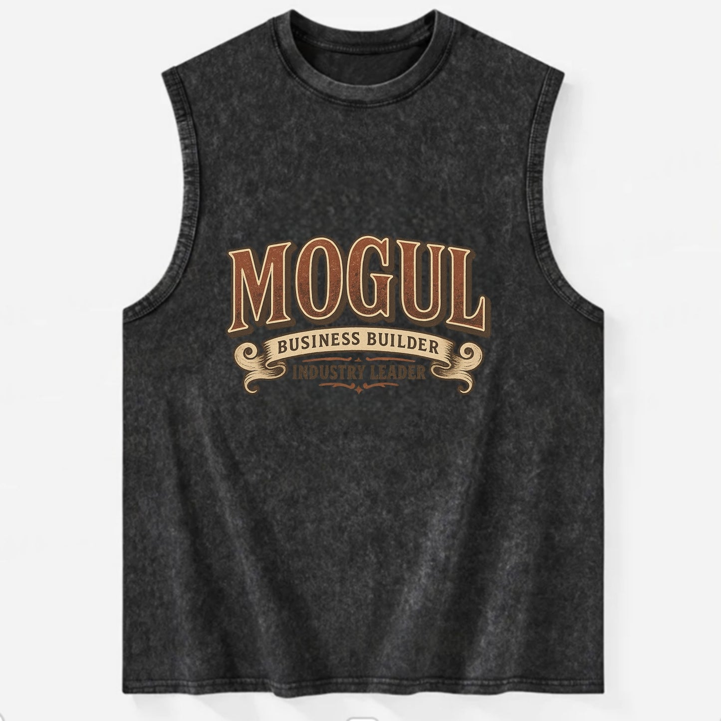 Bold typography design - "MOGUL" - business builder, industry leader - Vintage Washed Tank - Black