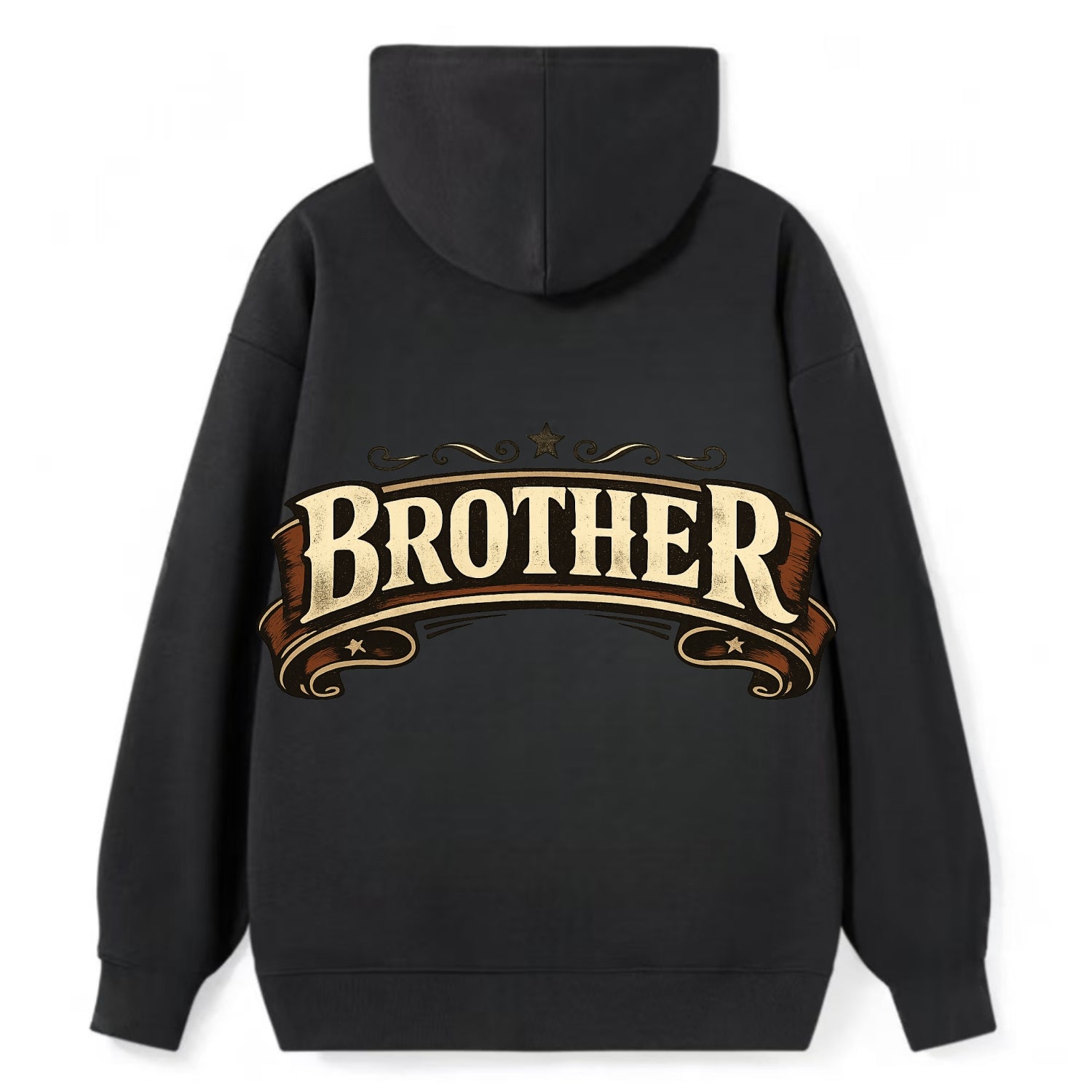 Bold typography design - "BROTHER" - male bond, brotherhood - Classic Pullover Hoodie - Black