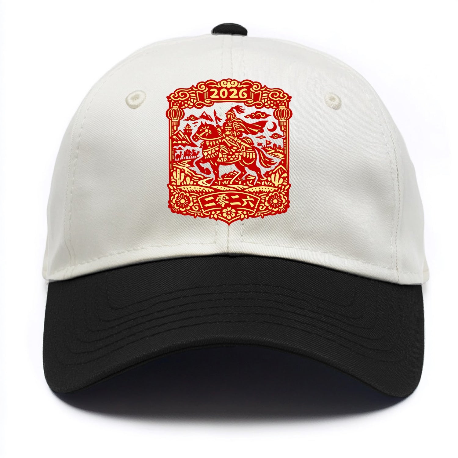 HORSE AND RIDER | Traditional Chinese warrior on horseback | Silk Road journey theme - Two Tone Cap - Black