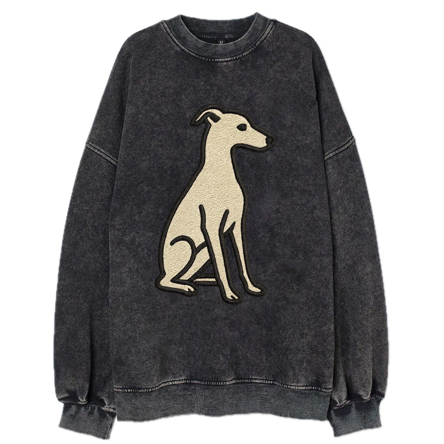Italian Greyhound - Gray sitting pose - Vintage Sweatshirt - Black