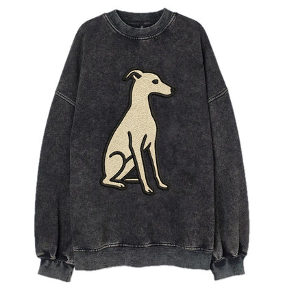 Italian Greyhound - Gray sitting pose - Vintage Sweatshirt - Black