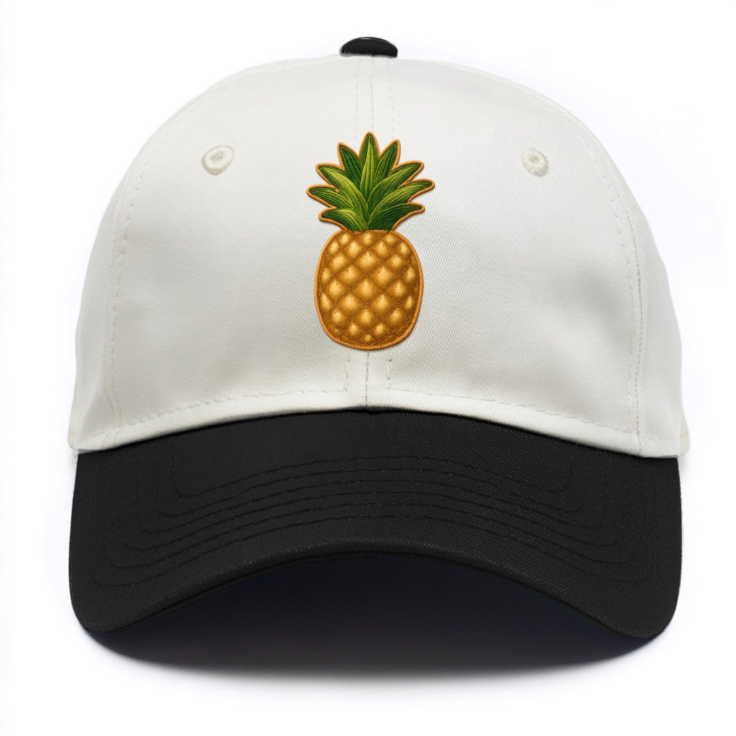 PINEAPPLE CROWN - tropical fruit in yellow and green , hospitality - Two Tone Cap - Black
