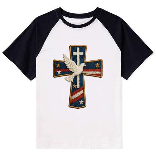 Dove and Cross  - Contrast Raglan T-shirt