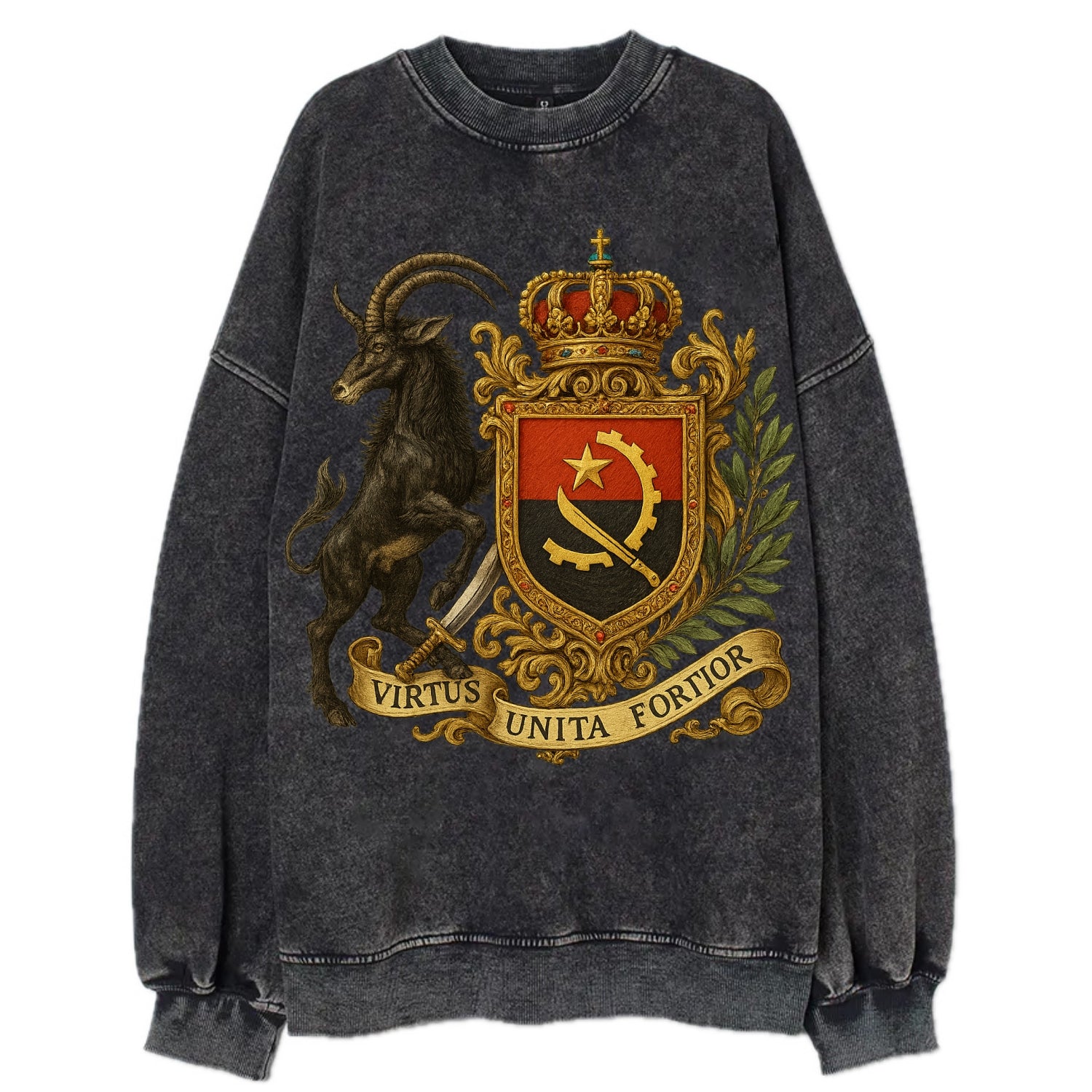 Angola Giant Sable Emblem  - Vintage Sweatshirt - Black