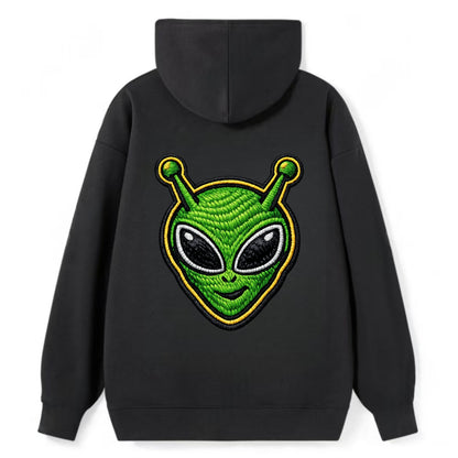 ALIEN MARTIAN - green alien with antenna in green , little green man - Classic Pullover Hoodie - Black