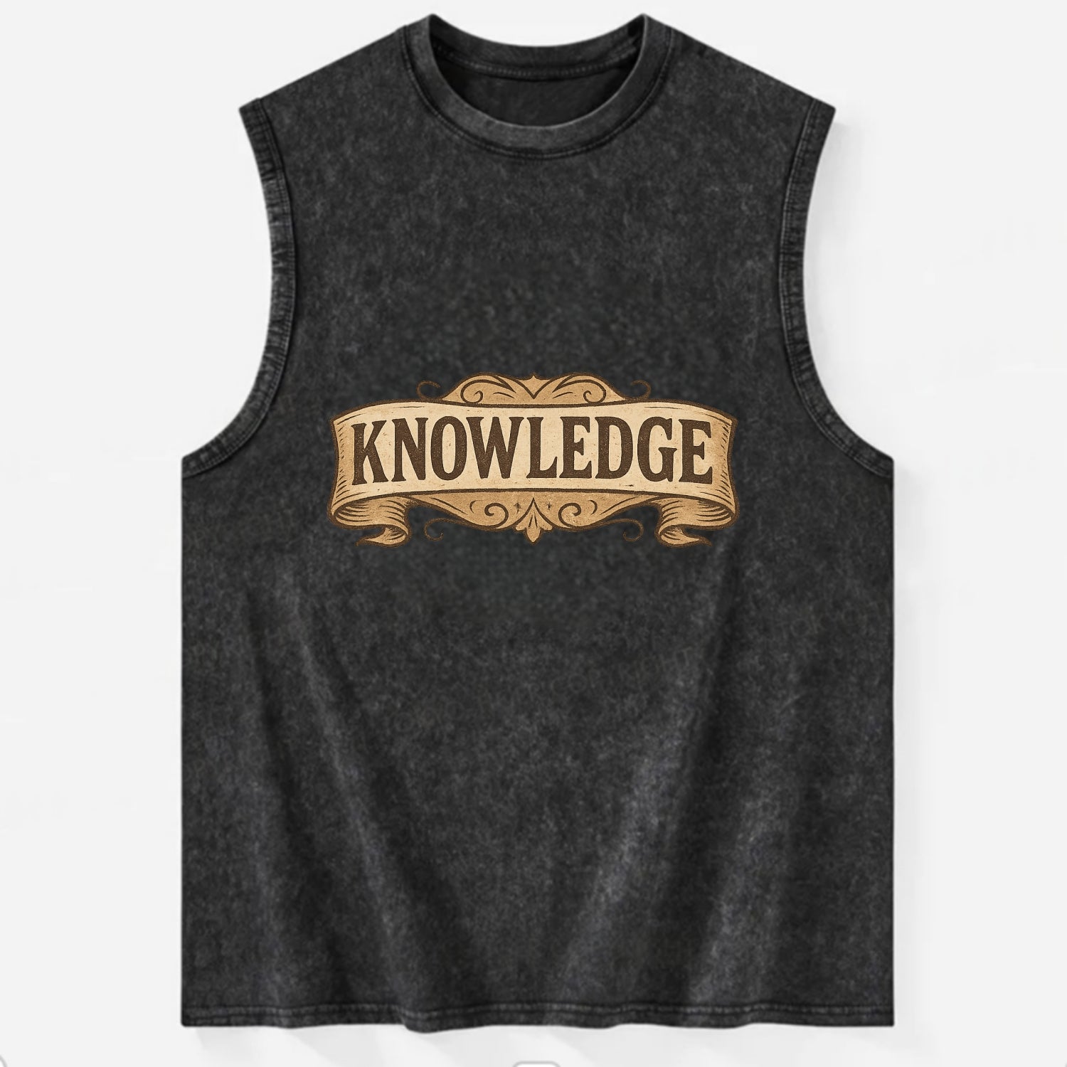 Bold typography design - "KNOWLEDGE" - learning, understanding - Vintage Washed Tank - Black