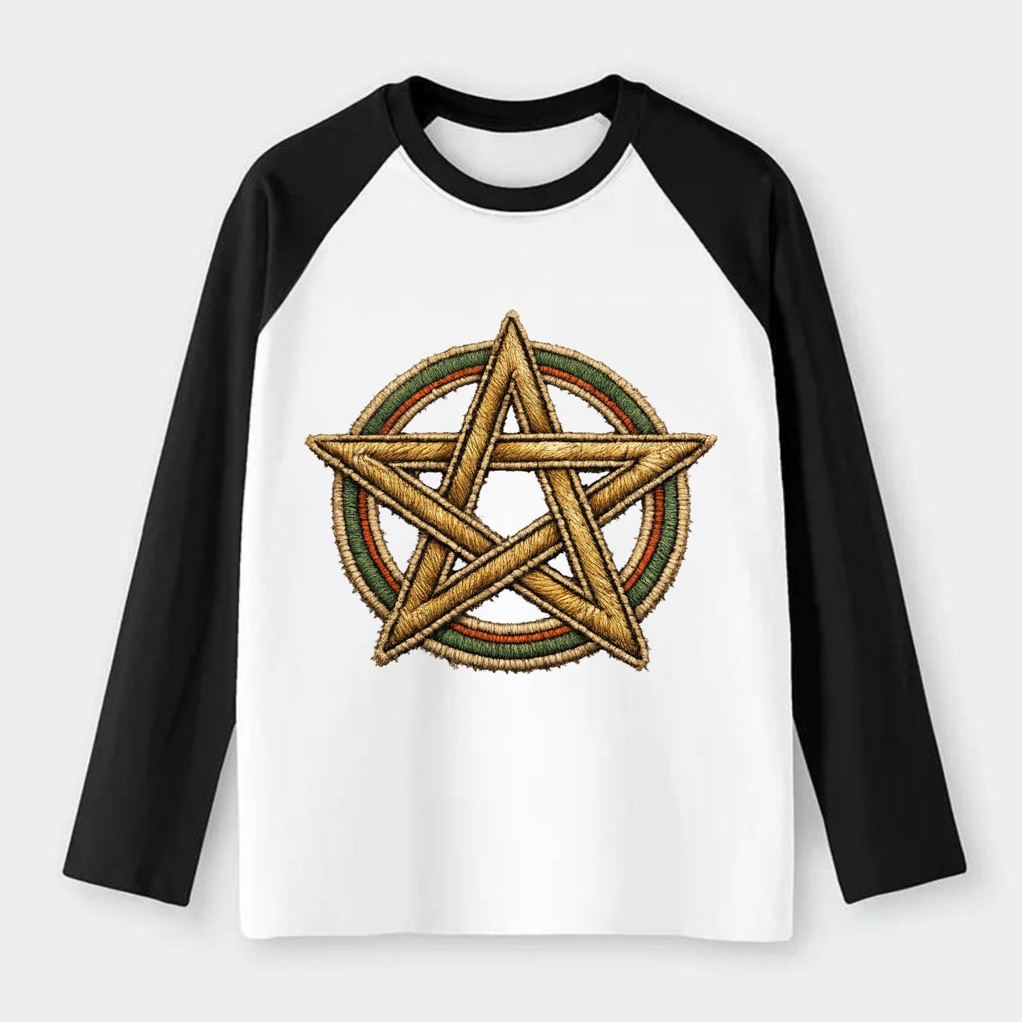 Pentacle Knot - Raglan Long Sleeve T-Shirt - Black