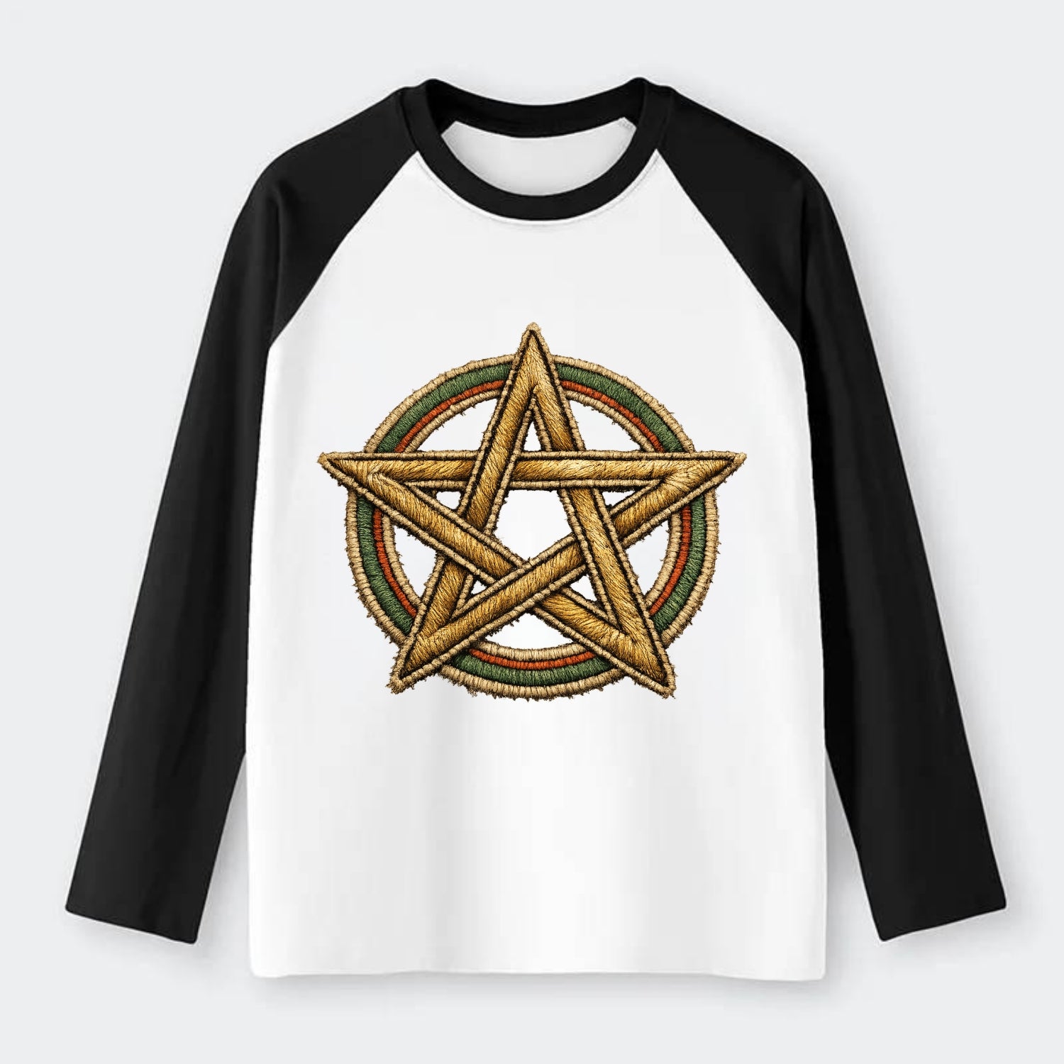 Pentacle Knot - Raglan Long Sleeve T-Shirt - Black