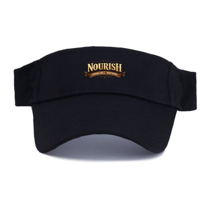 Bold typography design - "NOURISH" - feeding well, nurturing - Visor - Black