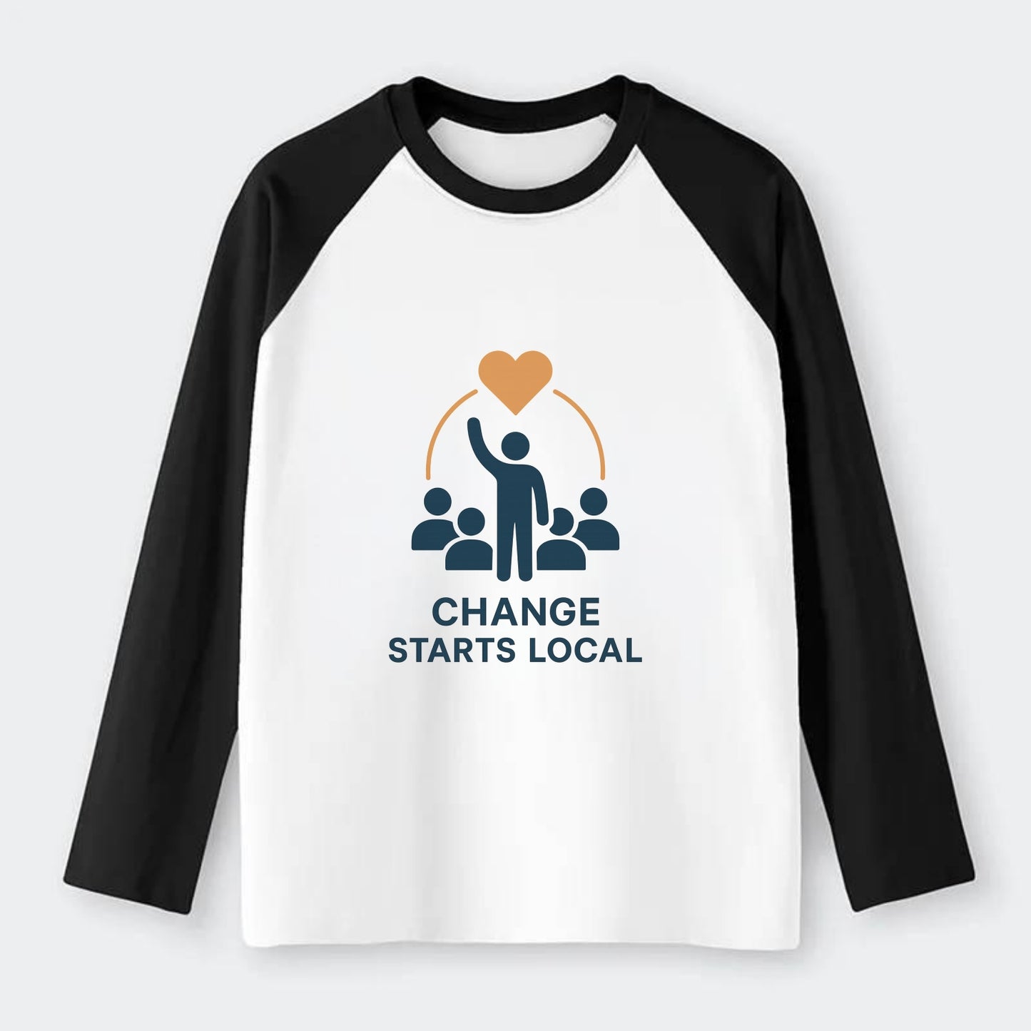 Community organizer bringing neighbors together - "Change Starts - Raglan Long Sleeve T-Shirt - Black