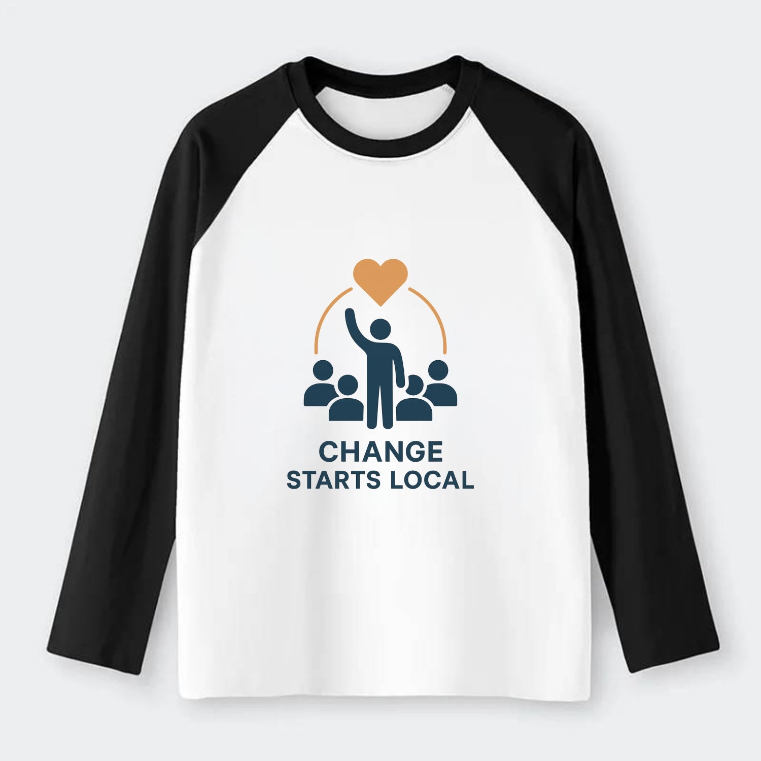 Community organizer bringing neighbors together - "Change Starts - Raglan Long Sleeve T-Shirt - Black
