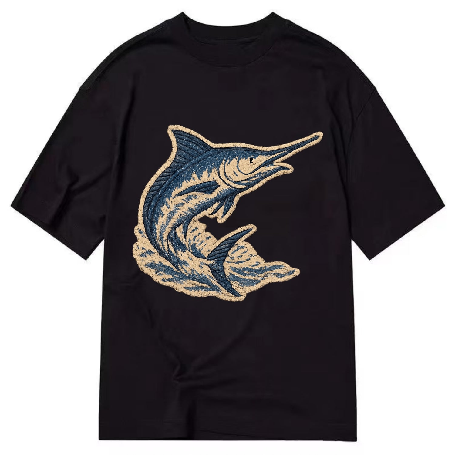 SWORDFISH MARLIN - leaping marlin in blue and silver , sport fishing - Classic T-shirt - Black