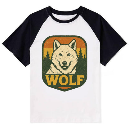 Arctic White Wolf  - Contrast Raglan T-shirt - Black