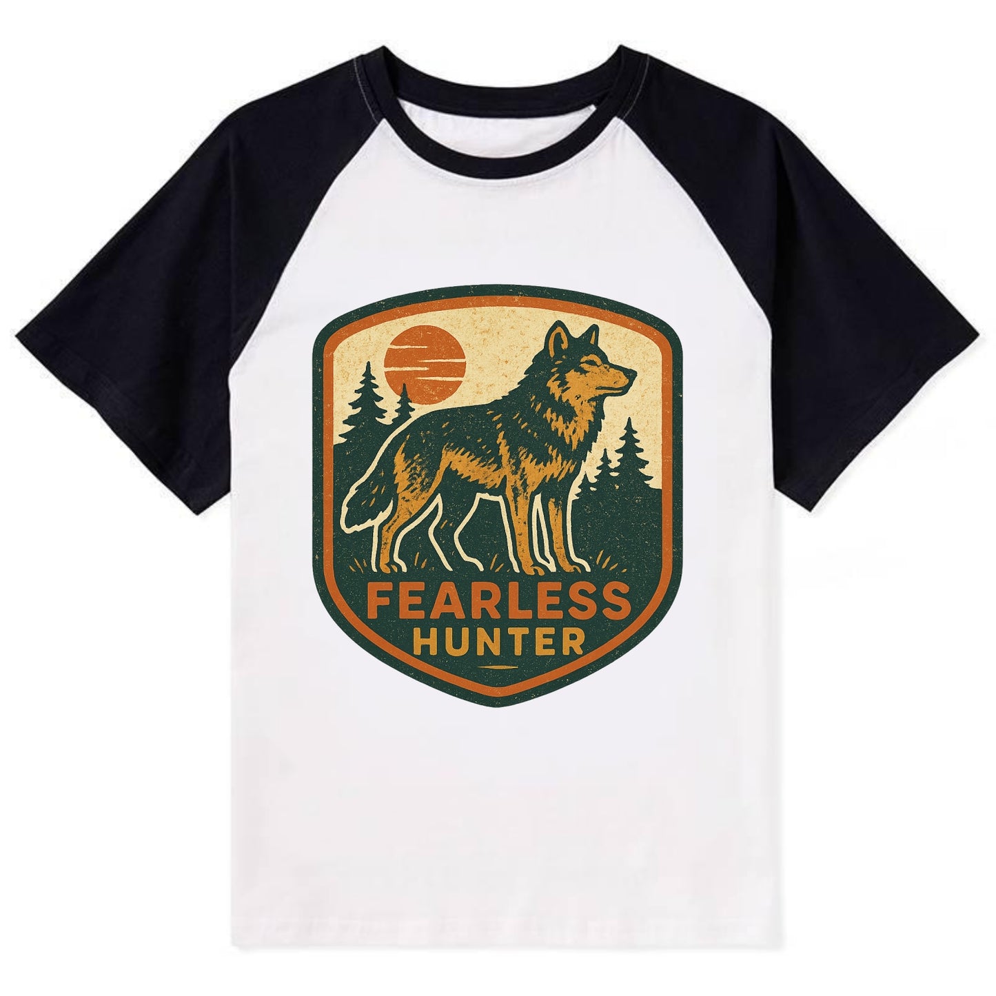 Fearless Hunter  - Contrast Raglan T-shirt - Black