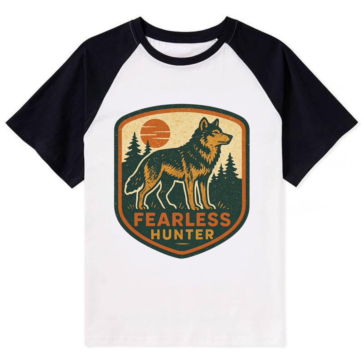 Fearless Hunter  - Contrast Raglan T-shirt - Black