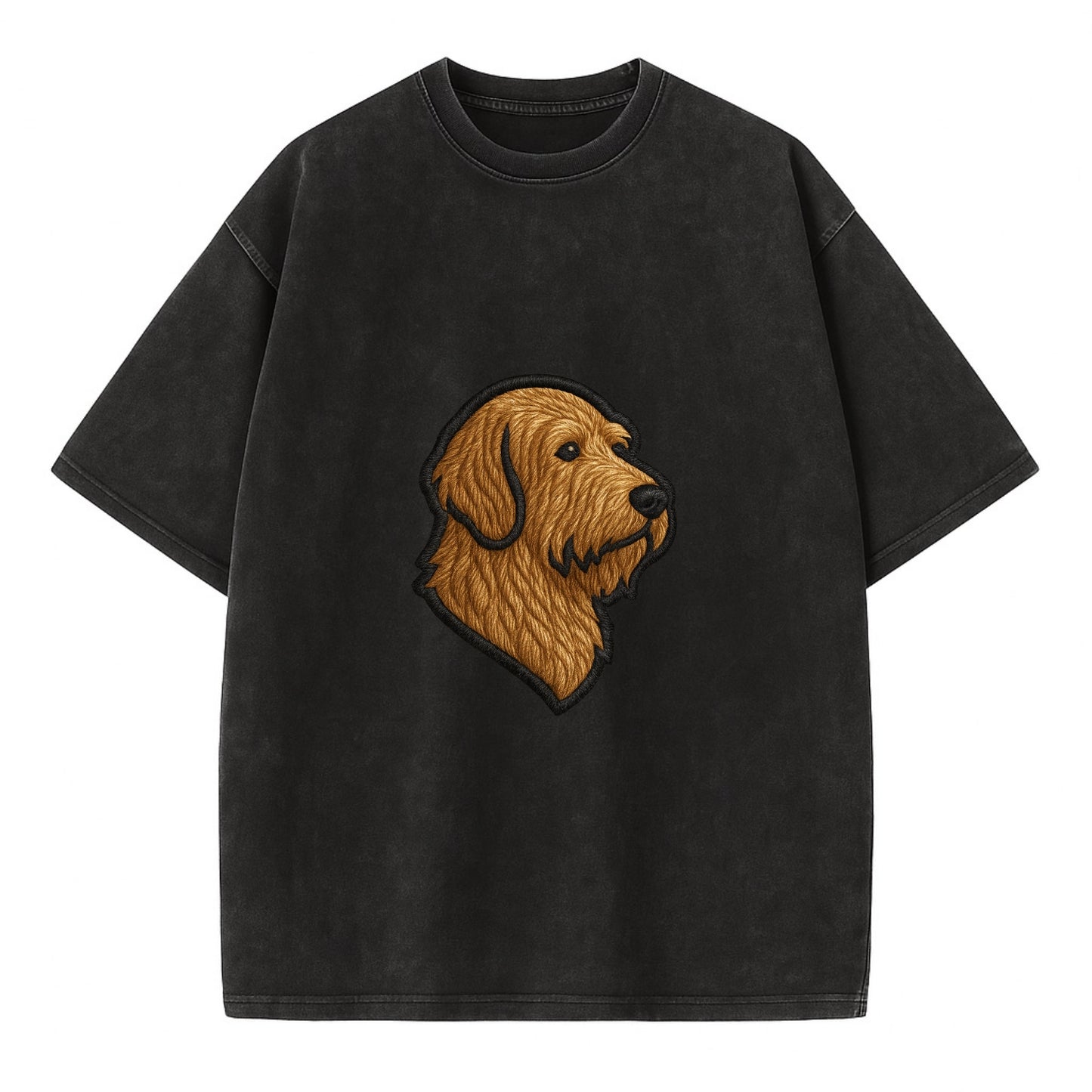 Otterhound - Trendy shaggy hound logo wi - Vintage T-shirt - Black