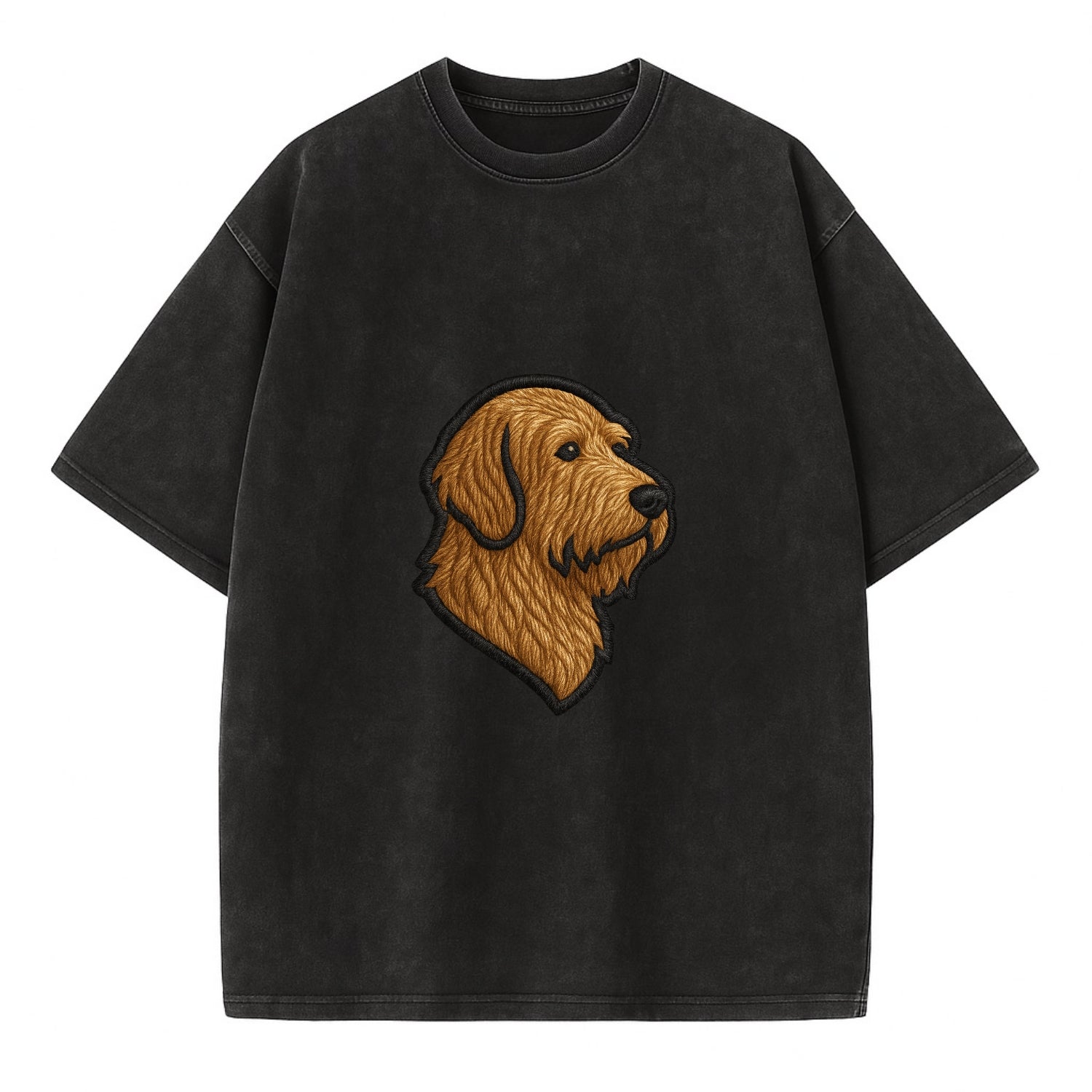 Otterhound - Trendy shaggy hound logo wi - Vintage T-shirt - Black