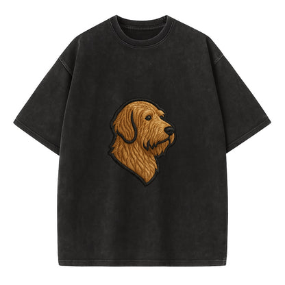 Otterhound - Trendy shaggy hound logo wi - Vintage T-shirt - Black