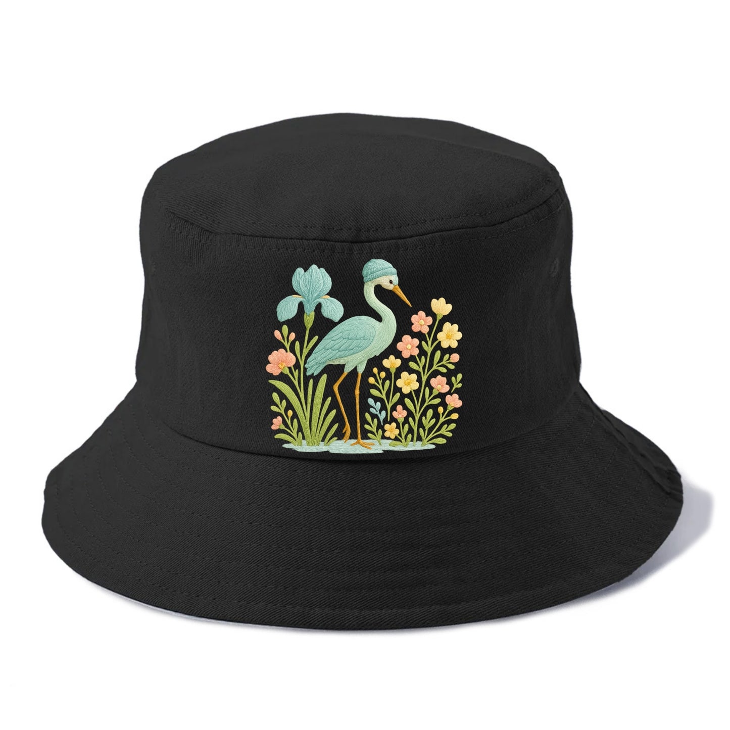 Mint Crane - Bucket Hat - Black