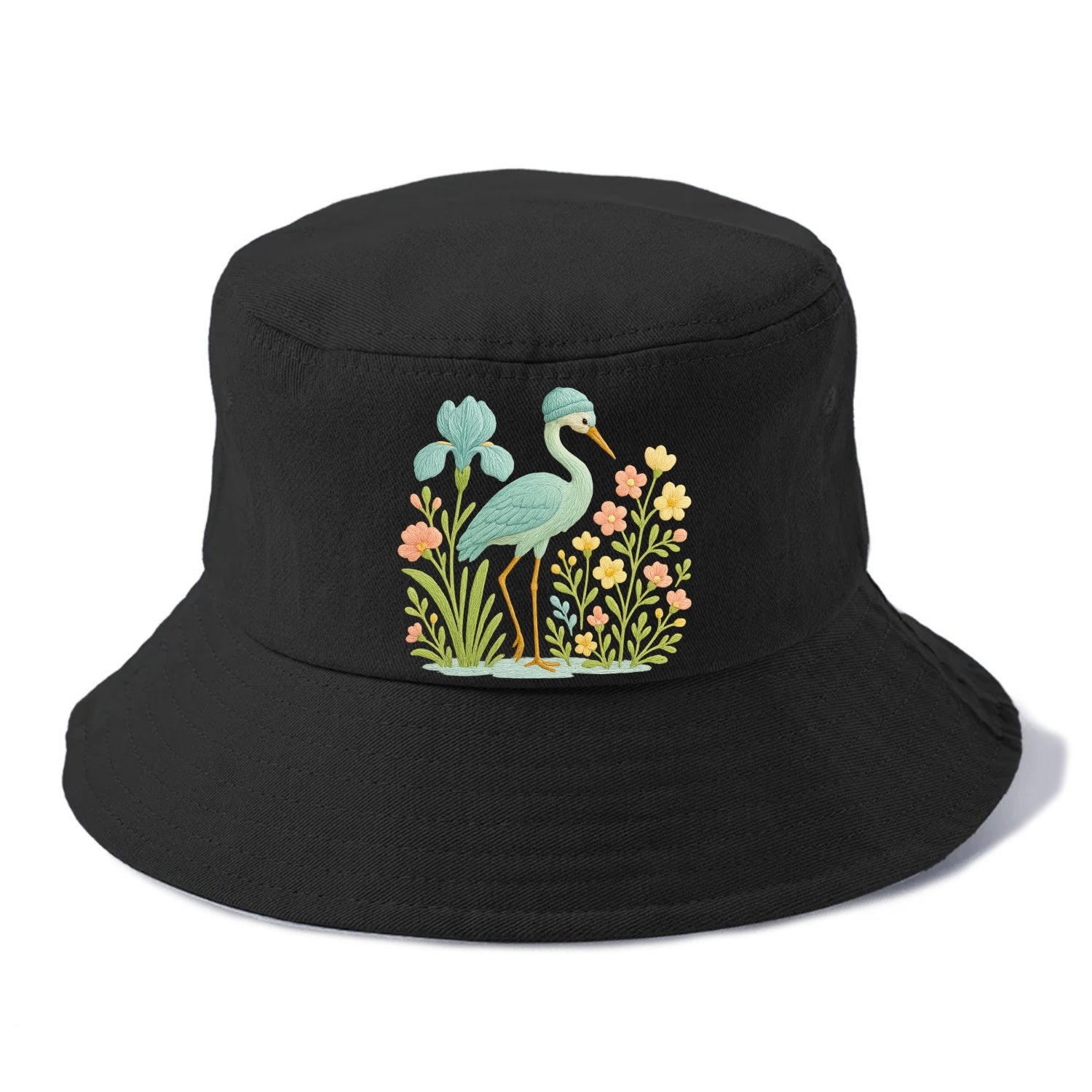 Mint Crane - Bucket Hat - Black