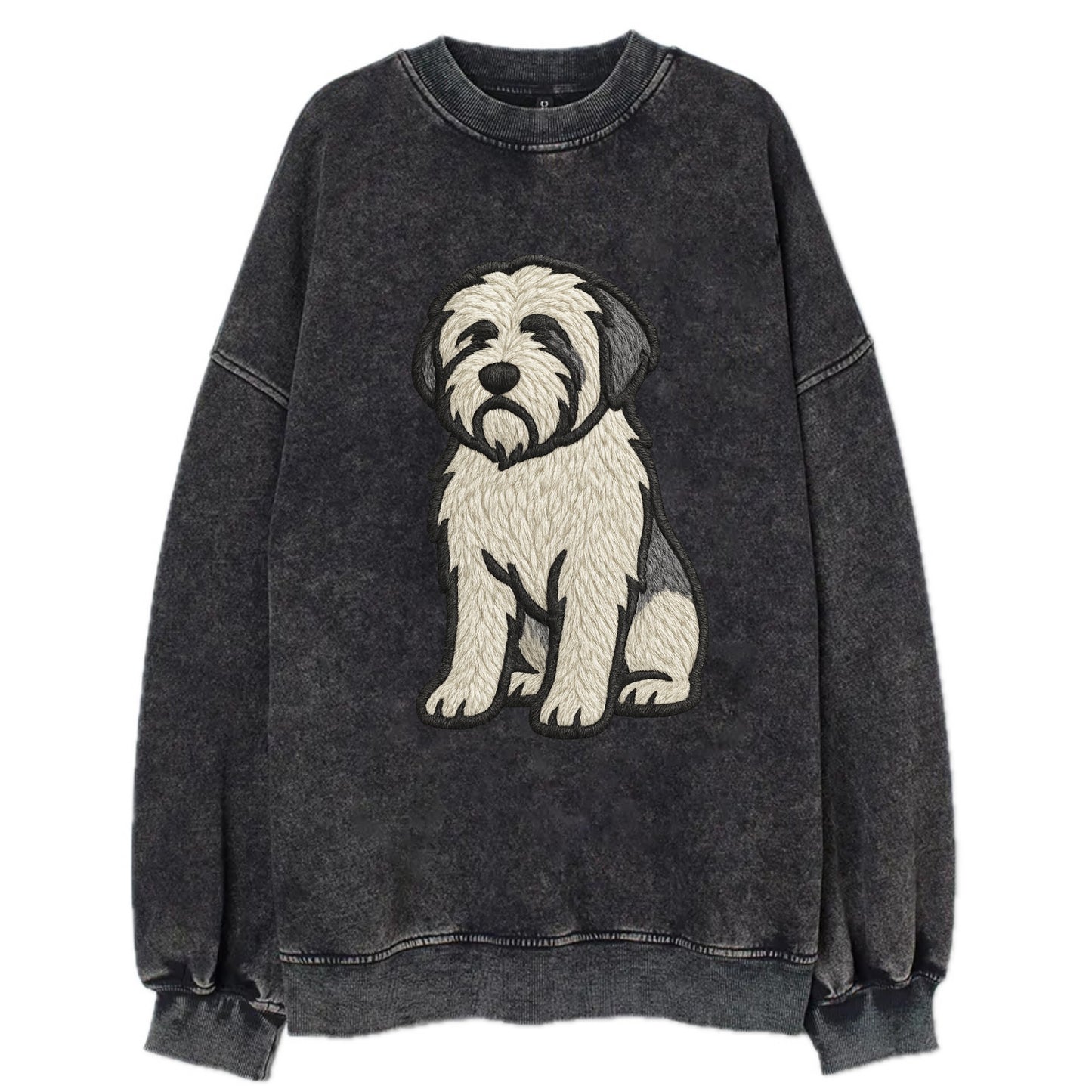 Polish Lowland Sheepdog - White and gray - Vintage Sweatshirt - Black