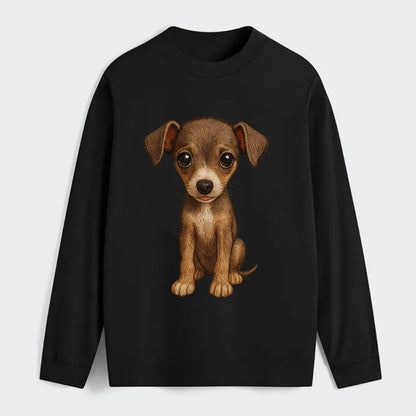Baby Italian Greyhound Puppy - sleek tiny body, long legs, gentle eyes, - Classic Long Sleeve Shirt - Black
