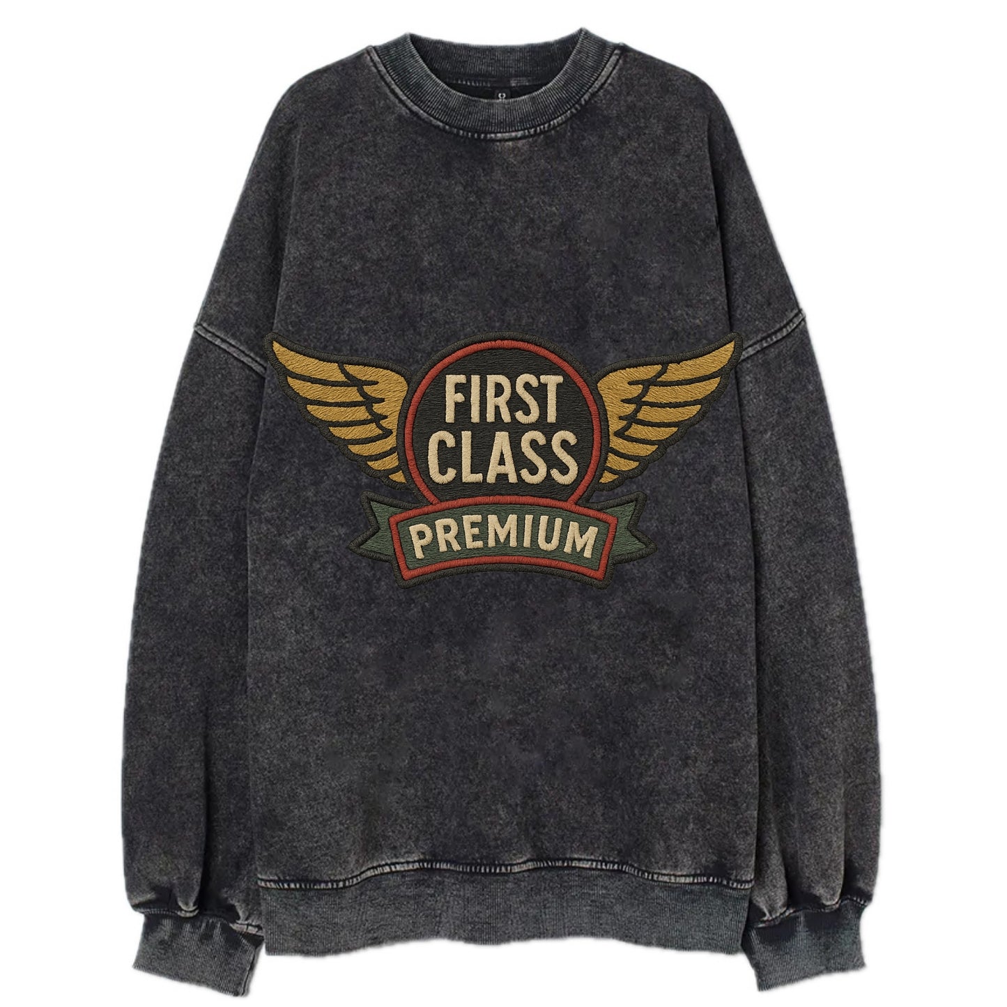 First Class Emblem  - Vintage Sweatshirt - Black