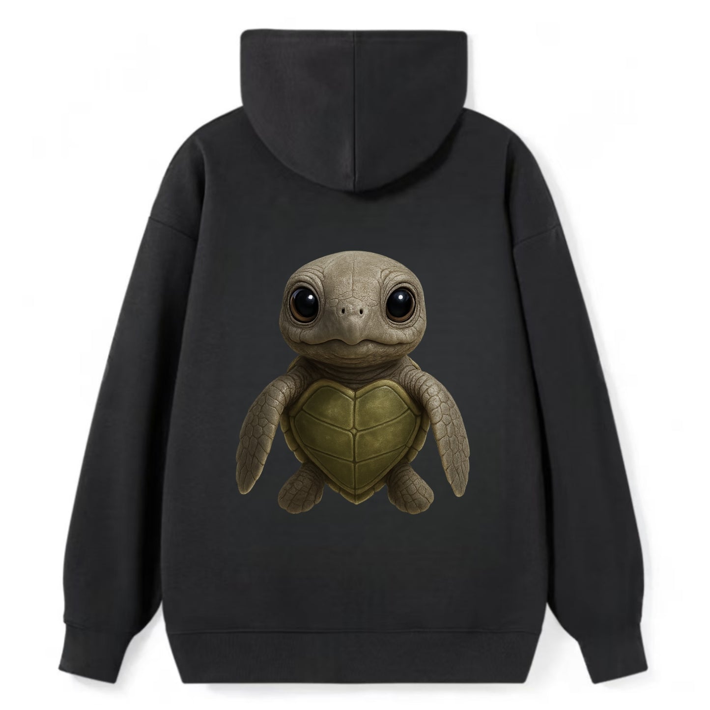 Baby Olive Ridley Turtle - olive green shell, heart-shaped carapace, - Classic Pullover Hoodie - Black