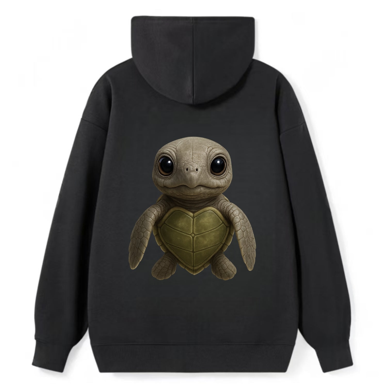 Baby Olive Ridley Turtle - olive green shell, heart-shaped carapace, - Classic Pullover Hoodie - Black
