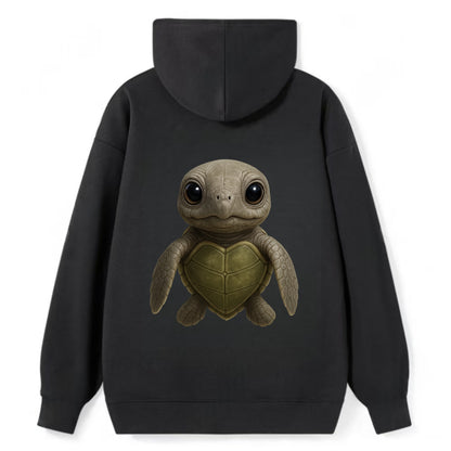Baby Olive Ridley Turtle - olive green shell, heart-shaped carapace, - Classic Pullover Hoodie - Black