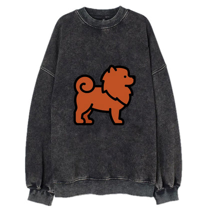 Chow Chow - Red fluffy flat side profile - Vintage Sweatshirt - Black