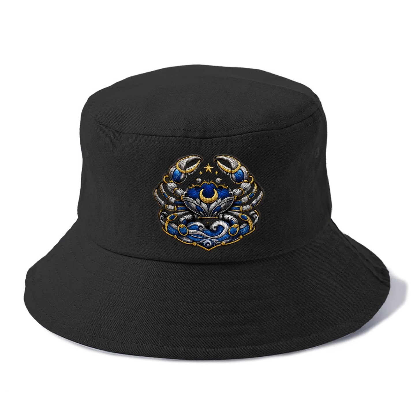 CANCER CRAB - protective crab in silver and blue , water sign - Bucket Hat - Black