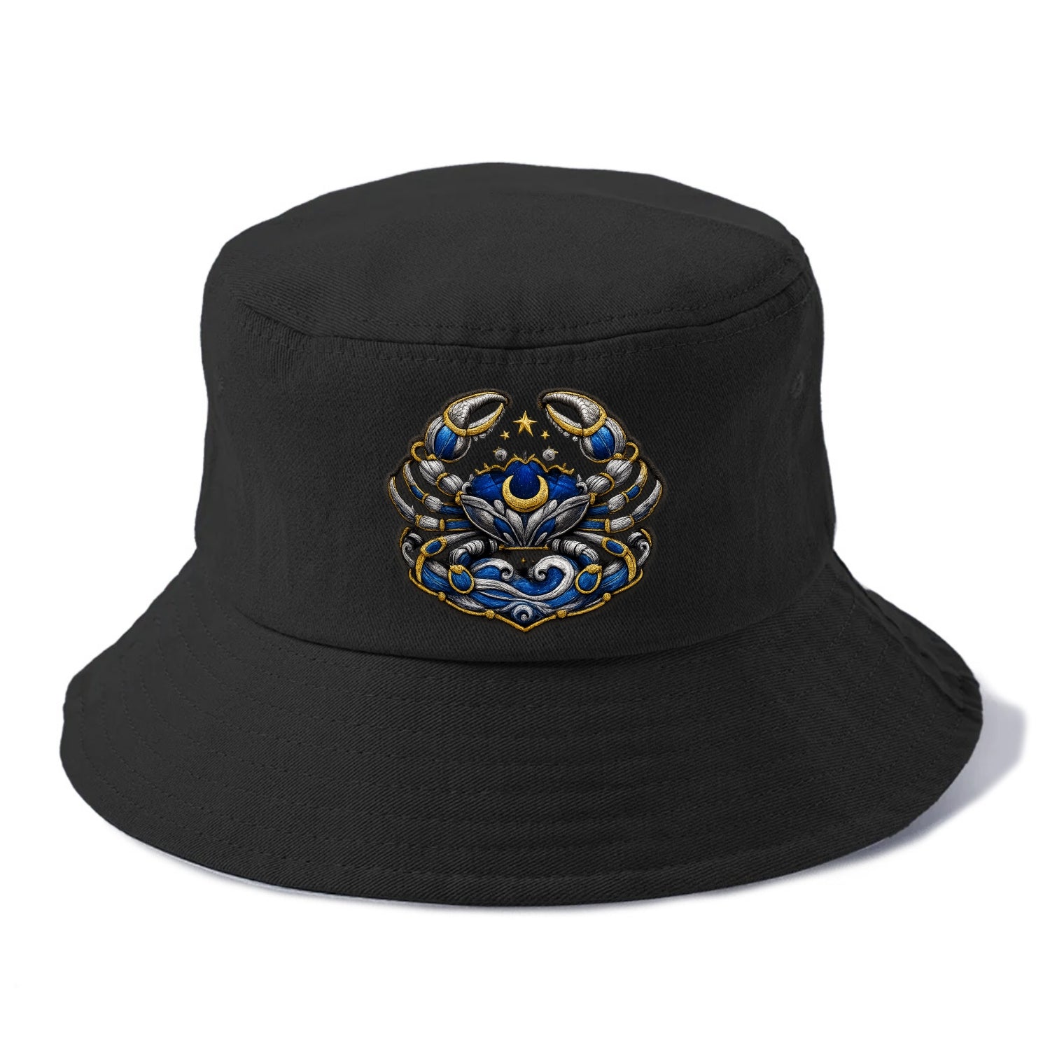 CANCER CRAB - protective crab in silver and blue , water sign - Bucket Hat - Black