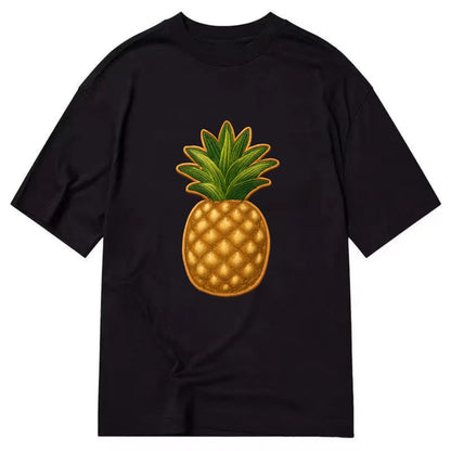 PINEAPPLE CROWN - tropical fruit in yellow and green , hospitality - Classic T-shirt - Black