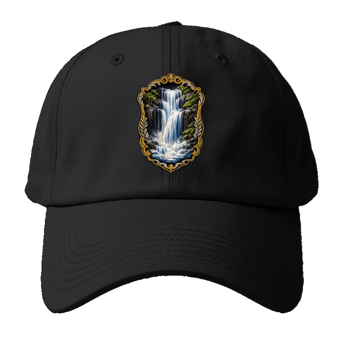 WATERFALL CASCADE - falling water with mist in blue and white , nature wonder - Baseball Cap - Black