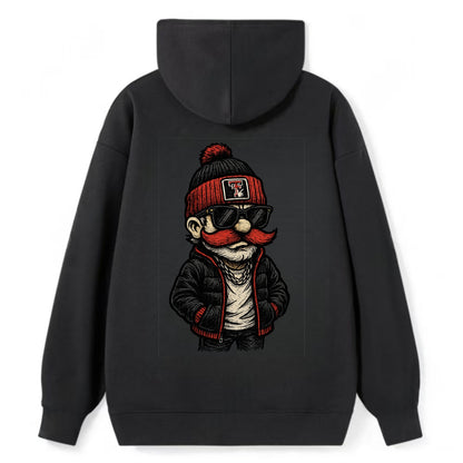 Lubbock Raider wearing Texas Tech beanie with guns up patch - Classic Pullover Hoodie - Black