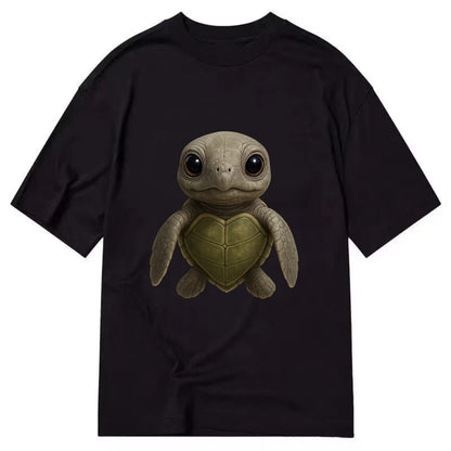Baby Olive Ridley Turtle - olive green shell, heart-shaped carapace, bright eyes, - Classic T-shirt - Black