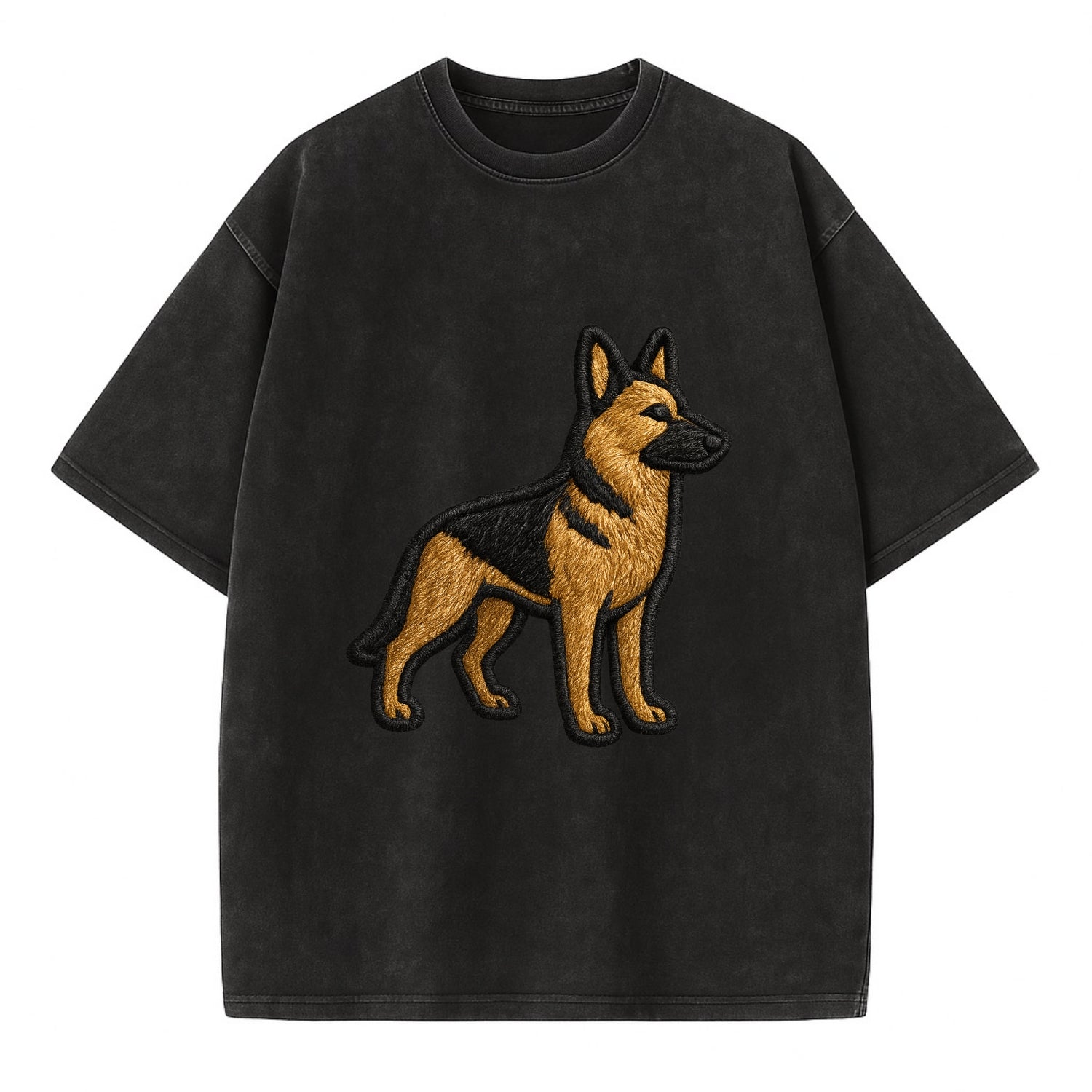 German Shepherd - Trendy minimal silhoue - Vintage T-shirt - Black