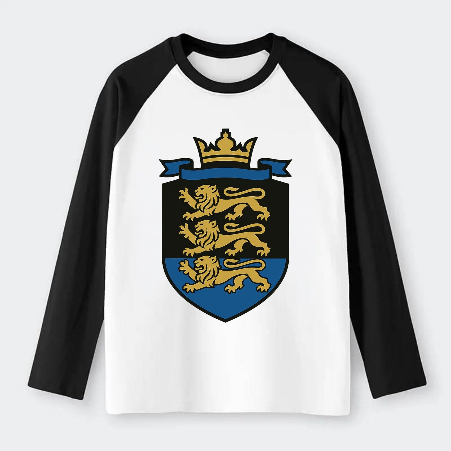 Estonia Royal Logo  - Raglan Long Sleeve T-Shirt - Black