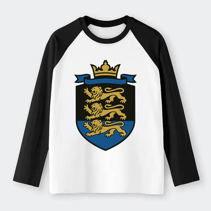 Estonia Royal Logo  - Raglan Long Sleeve T-Shirt - Black