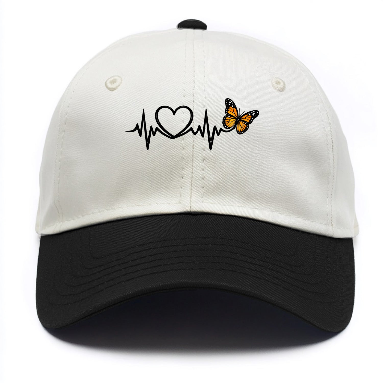 Heartbeat Butterfly - Two Tone Cap - Black