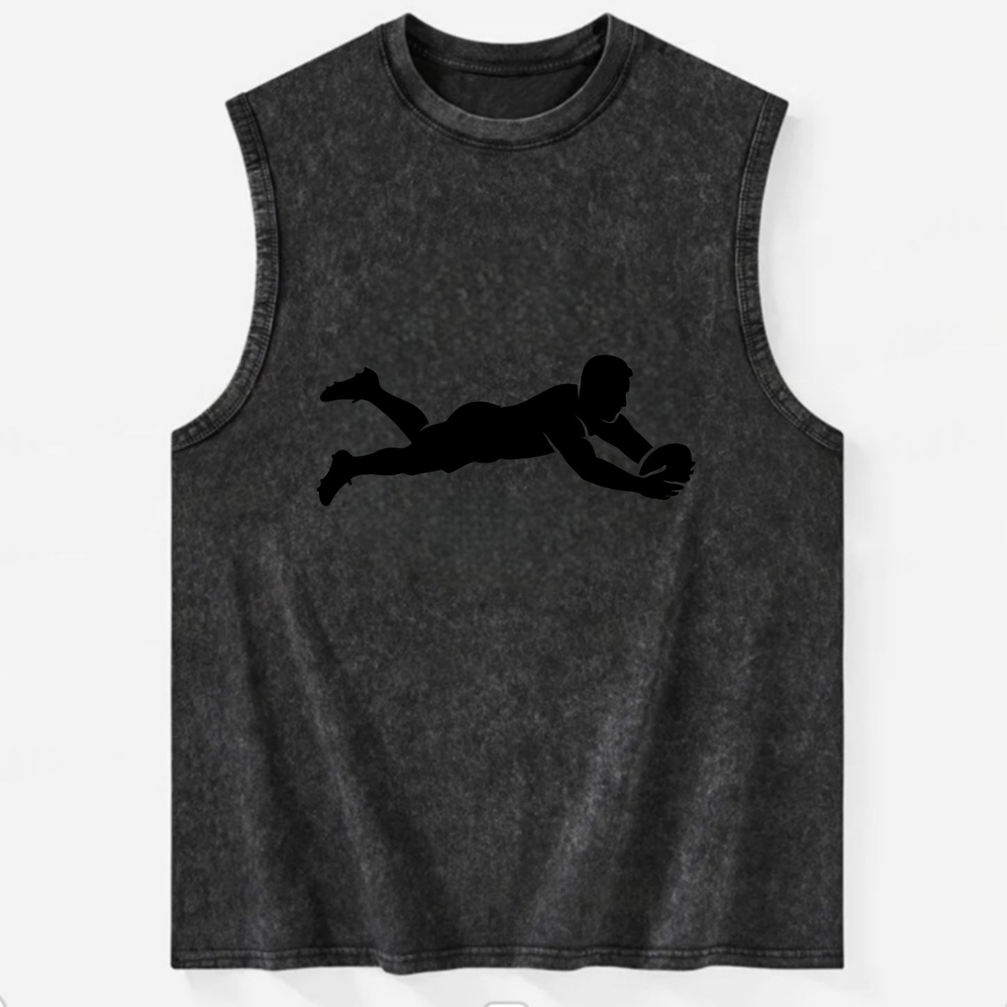 Rugby player diving for try - Vintage Washed Tank - Black