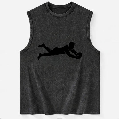 Rugby player diving for try - Vintage Washed Tank - Black