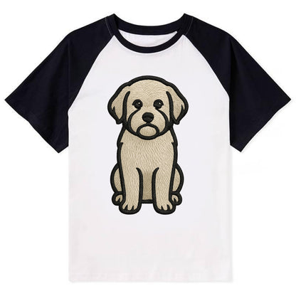 Havanese - Cream colored sitting pose - Contrast Raglan T-shirt - Black
