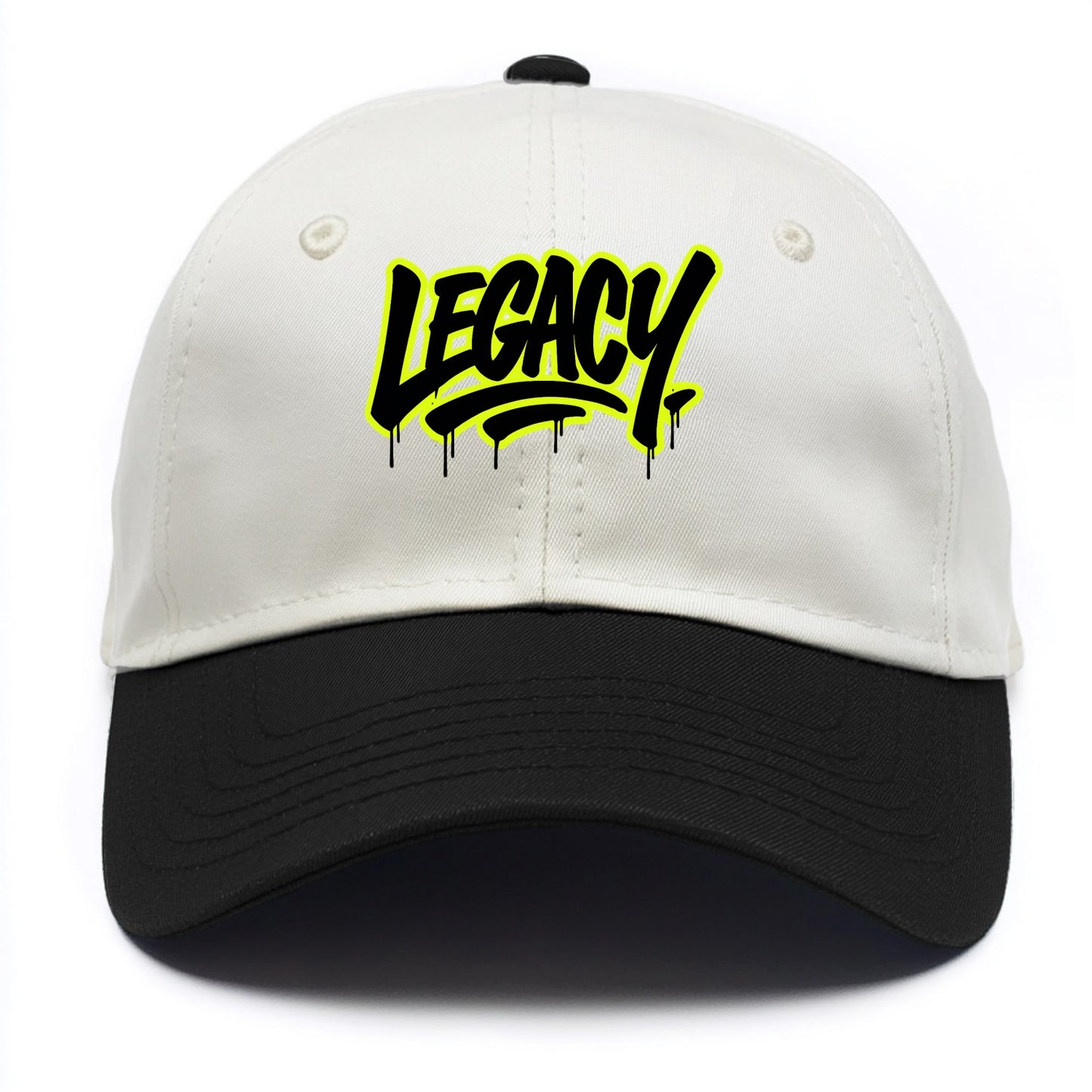 Bold typography design - "LEGACY" - what you leave behind, lasting impact - Two Tone Cap - Black