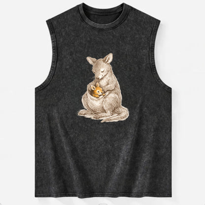 MOTHER'S POUCH | Kangaroo maternal embrace | Joey safe inside | Protective - Vintage Washed Tank - Black