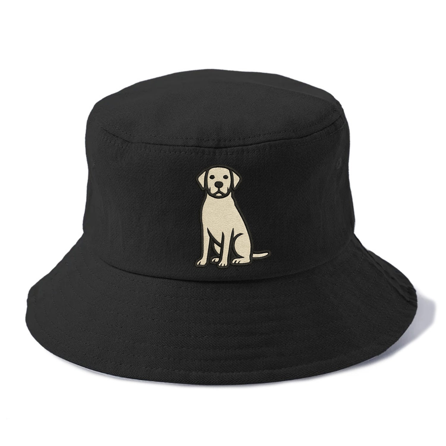 Goldador - Golden Lab mix sitting pose - Bucket Hat - Black