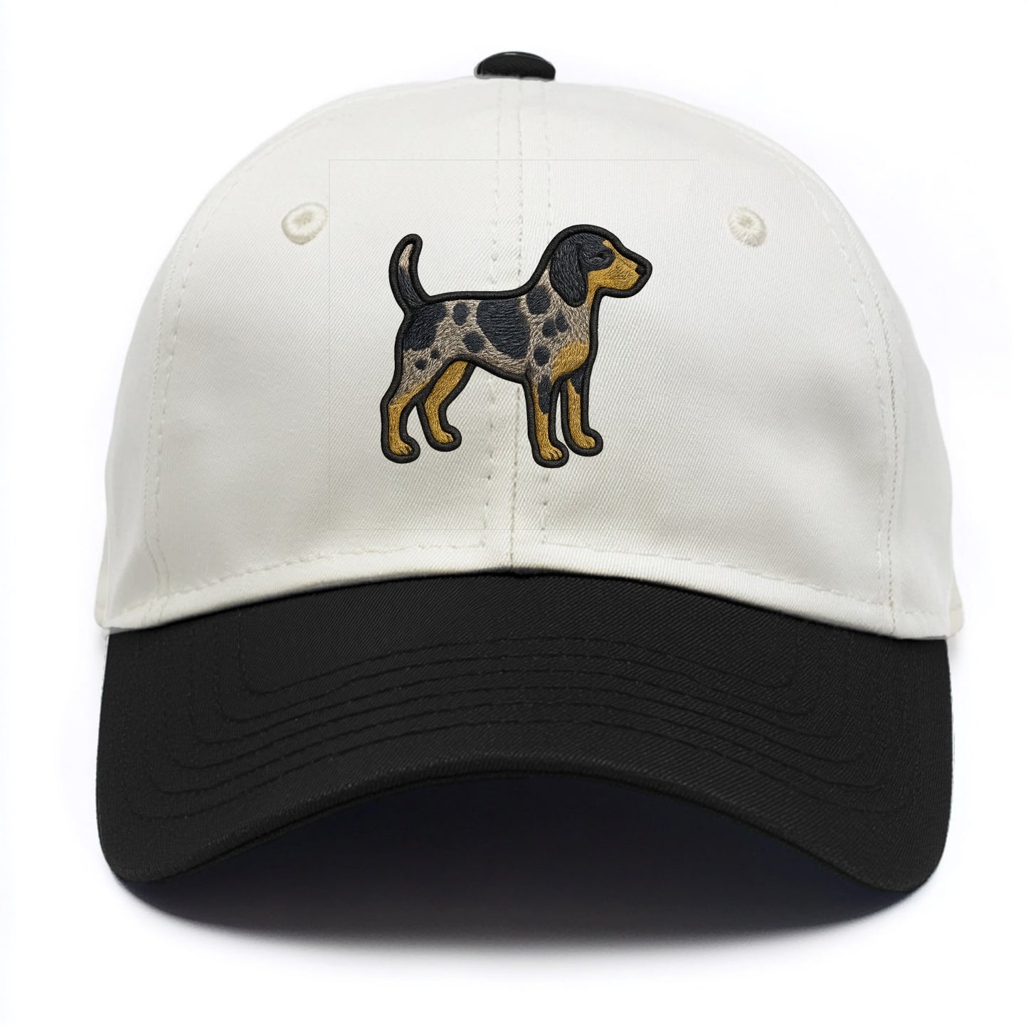 Bluetick Coonhound - Trendy spotted hound logo with prominent black border - Two Tone Cap - Black