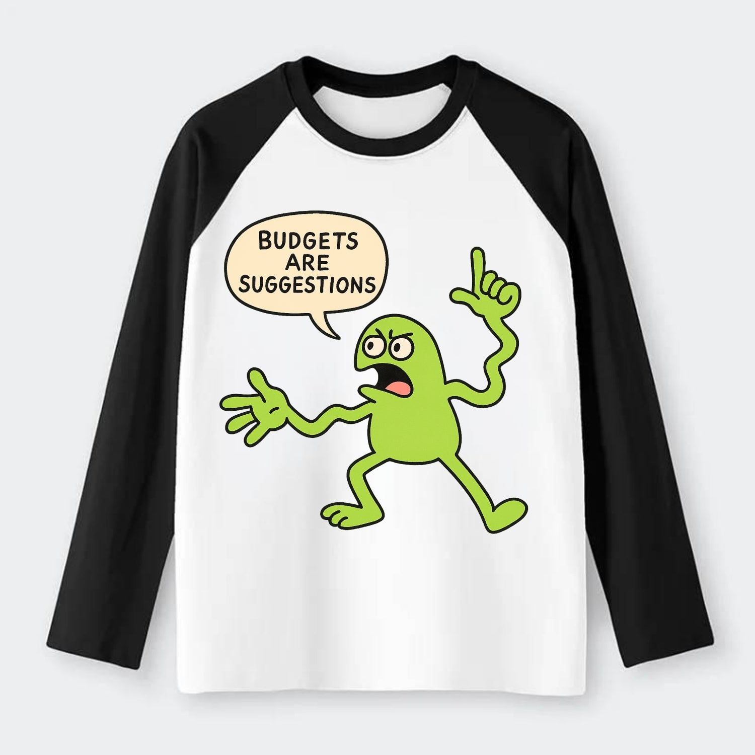 BUDGETS ARE SUGGESTIONS | Rebellious calculator - Raglan Long Sleeve T-Shirt - Black