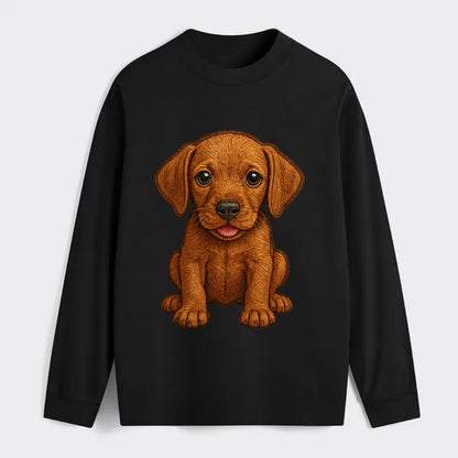 Baby Vizsla Puppy - golden rust coat, soulful eyes, athletic build, - Classic Long Sleeve Shirt - Black